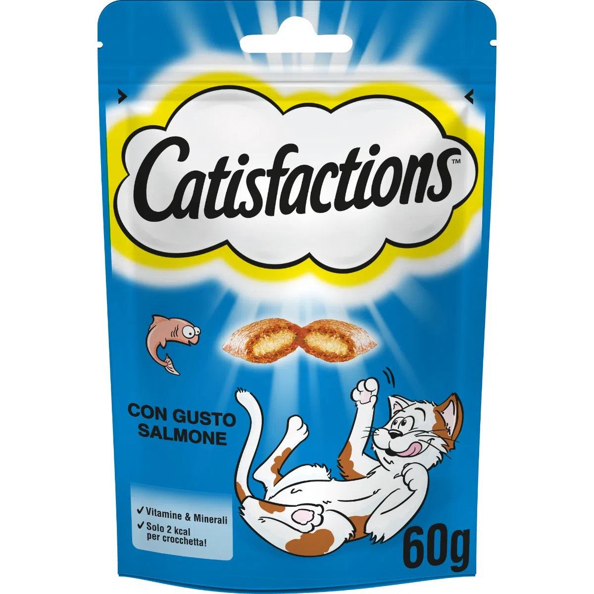 3x60g Catisfactions con Gusto Salmone - Snack per Gatti 3x60g Catisfactions con Gusto Salmone - Snack per Gatti